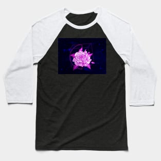 Geometric Blush Rose in Space (Navy) Baseball T-Shirt